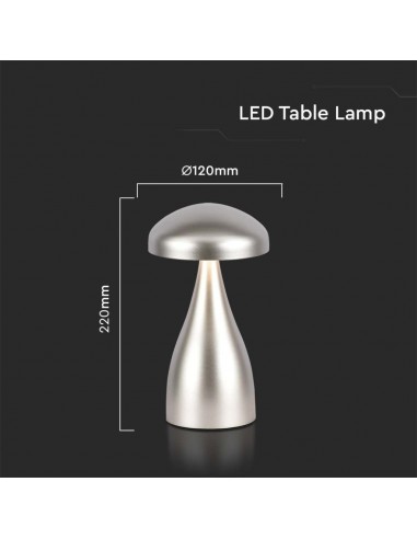 7897-Lampada LED da Tavolo  con Batteria mAh Ricaricabile USB C Colore Champagne in Metallo Touch Dimmerabile in-3