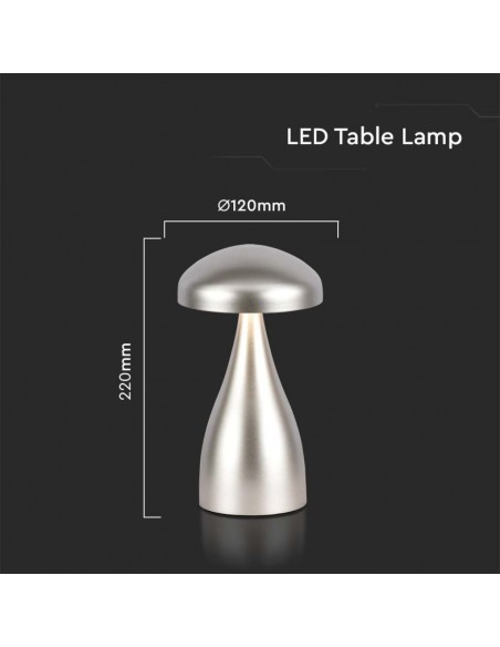 7897-Lampada LED da Tavolo  con Batteria mAh Ricaricabile USB C Colore Champagne in Metallo Touch Dimmerabile in-3