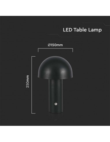 7898-Lampada LED da Tavolo  con Batteria mAh Ricaricabile USB C Colore Nero in Metallo Touch Dimmerabile in-3