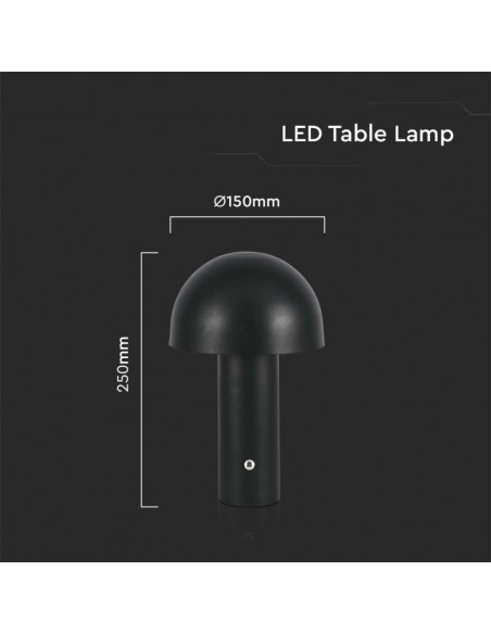 7898-Lampada LED da Tavolo  con Batteria mAh Ricaricabile USB C Colore Nero in Metallo Touch Dimmerabile in-3