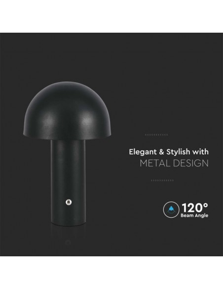 7898-Lampada LED da Tavolo  con Batteria mAh Ricaricabile USB C Colore Nero in Metallo Touch Dimmerabile in-6