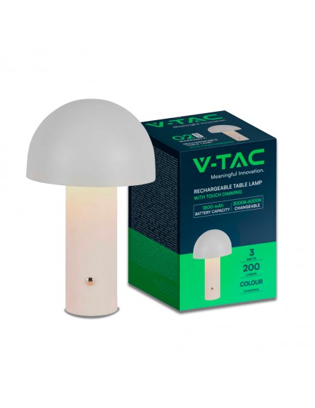 7899-Lampada LED da Tavolo  con Batteria mAh Ricaricabile USB C Colore Bianco in Metallo Touch Dimmerabile in-1