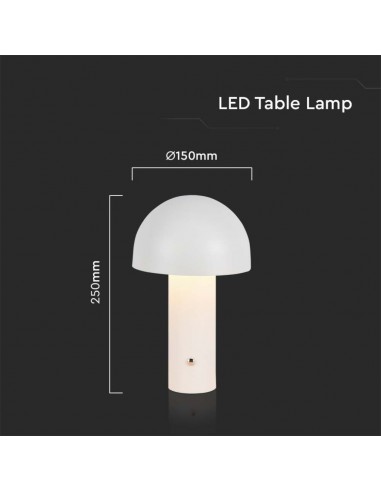 7899-Lampada LED da Tavolo  con Batteria mAh Ricaricabile USB C Colore Bianco in Metallo Touch Dimmerabile in-3