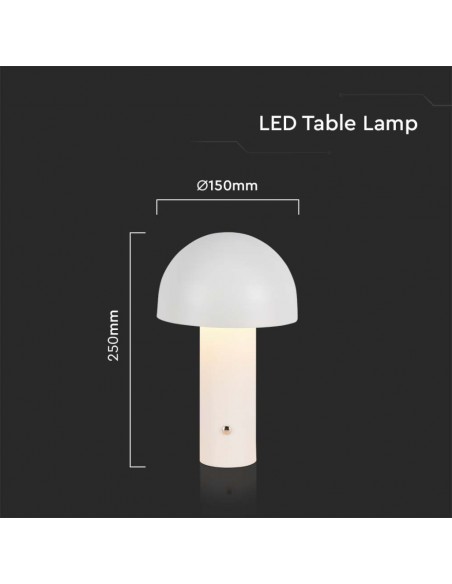 7899-Lampada LED da Tavolo  con Batteria mAh Ricaricabile USB C Colore Bianco in Metallo Touch Dimmerabile in-3