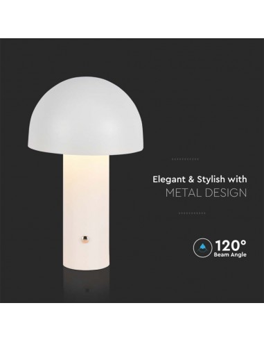 7899-Lampada LED da Tavolo  con Batteria mAh Ricaricabile USB C Colore Bianco in Metallo Touch Dimmerabile in-6