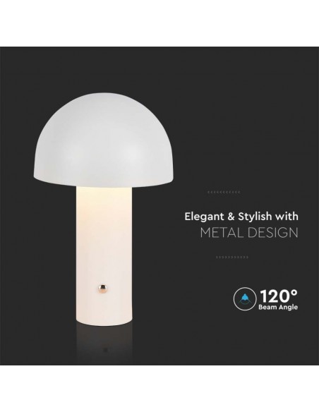 7899-Lampada LED da Tavolo  con Batteria mAh Ricaricabile USB C Colore Bianco in Metallo Touch Dimmerabile in-6