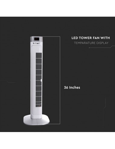 7900-Ventilatore a Torre  con Display LED con Indicatore di Temperatura e Telecomando Colore Bianco cm-4