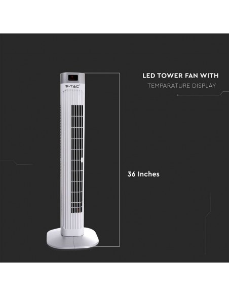 7900-Ventilatore a Torre  con Display LED con Indicatore di Temperatura e Telecomando Colore Bianco cm-4