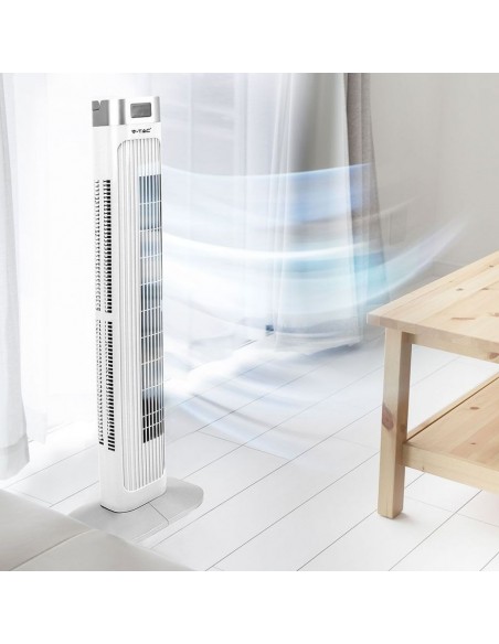7900-Ventilatore a Torre  con Display LED con Indicatore di Temperatura e Telecomando Colore Bianco cm-5