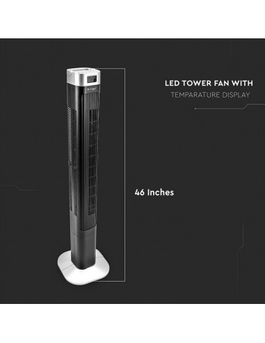 7901-Ventilatore a Torre  con Display LED con Indicatore di Temperatura e Telecomando Colore Nero cm-4