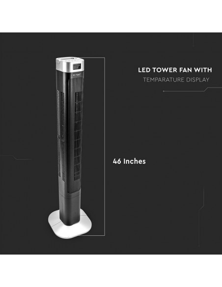 7901-Ventilatore a Torre  con Display LED con Indicatore di Temperatura e Telecomando Colore Nero cm-4