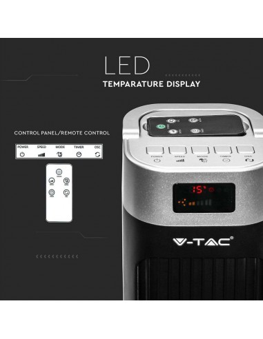 7901-Ventilatore a Torre  con Display LED con Indicatore di Temperatura e Telecomando Colore Nero cm-5