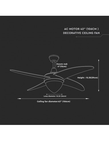 7915-Ventilatore LED da Soffitto   in  con Motore a Corrente Alternata da  con Telecomando  pale-3