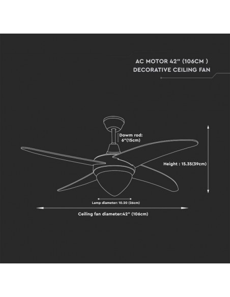 7915-Ventilatore LED da Soffitto   in  con Motore a Corrente Alternata da  con Telecomando  pale-3