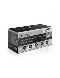 7916-Ventilatore LED da Soffitto xE con Motore a Corrente Alternata da  con Telecomando  pale Mdf Chiare-1 2