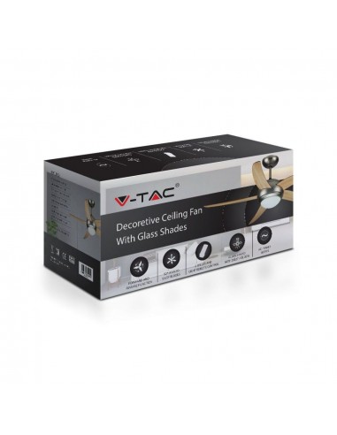 7916-Ventilatore LED da Soffitto xE con Motore a Corrente Alternata da  con Telecomando  pale Mdf Chiare-2