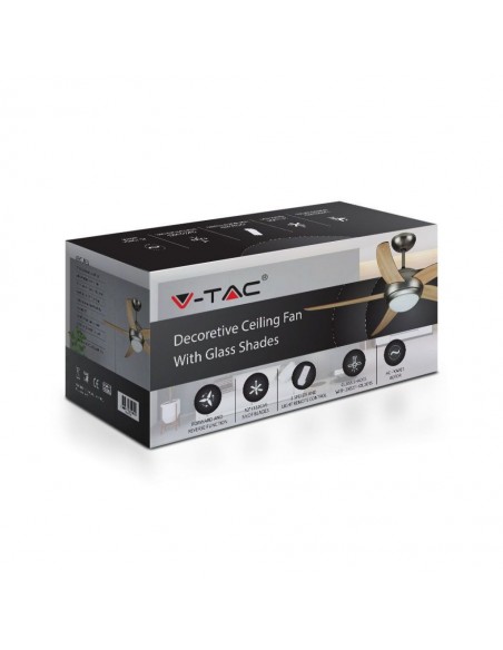 7916-Ventilatore LED da Soffitto xE con Motore a Corrente Alternata da  con Telecomando  pale Mdf Chiare-2