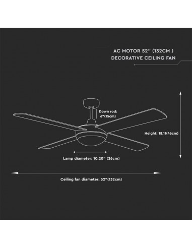 7917-Ventilatore LED da Soffitto xE con Motore a Corrente Alternata da  con Telecomando  pale-3