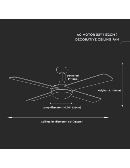 7917-Ventilatore LED da Soffitto xE con Motore a Corrente Alternata da  con Telecomando  pale-3