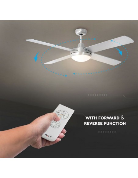 Ventilatore LED da Soffitto 2*E27 con Motore a Corrente Alternata da 60W con Telecomando 4 pale