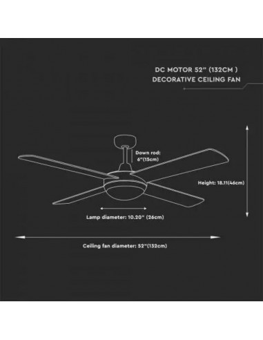 7918-Ventilatore LED da Soffitto xE con Motore a Corrente Continua da  con Telecomando  pale-3