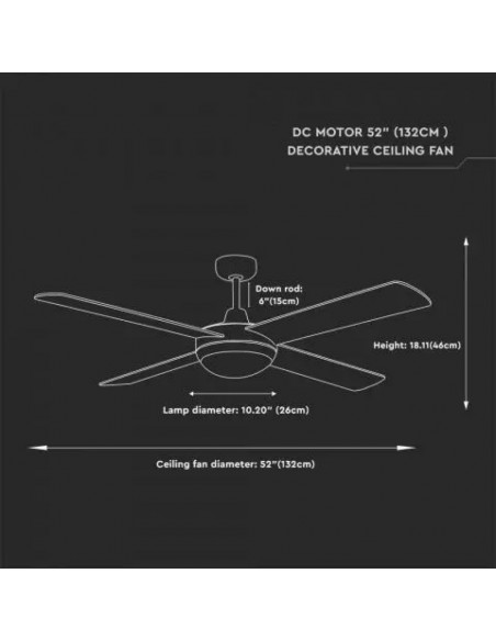 7918-Ventilatore LED da Soffitto xE con Motore a Corrente Continua da  con Telecomando  pale-3