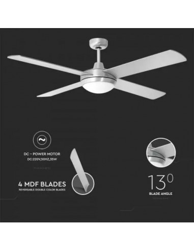 7918-Ventilatore LED da Soffitto xE con Motore a Corrente Continua da  con Telecomando  pale-7