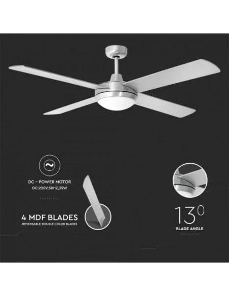7918-Ventilatore LED da Soffitto xE con Motore a Corrente Continua da  con Telecomando  pale-7