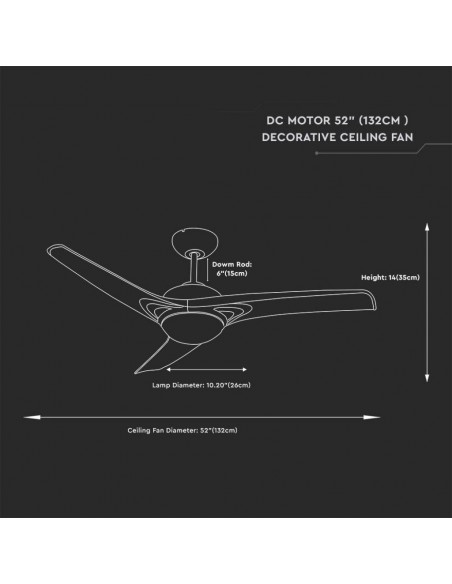 7920-Ventilatore LED da Soffitto   in  con Motore a Corrente Continua da  con Telecomando  pale Marroni-3