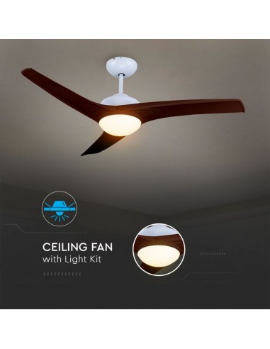 7920-Ventilatore LED da Soffitto   in  con Motore a Corrente Continua da  con Telecomando  pale Marroni-6