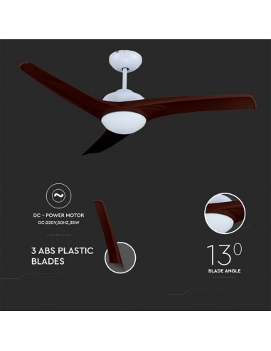7920-Ventilatore LED da Soffitto   in  con Motore a Corrente Continua da  con Telecomando  pale Marroni-7