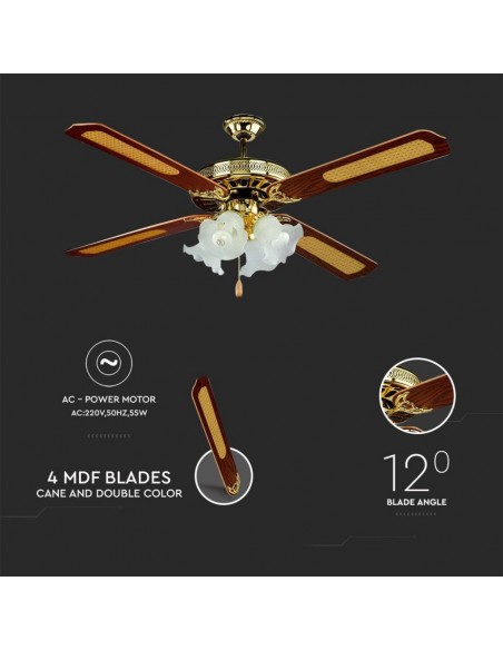 7921-Ventilatore LED da Soffitto xE in Vetro con Motore a Corrente Alternata da   pale-6