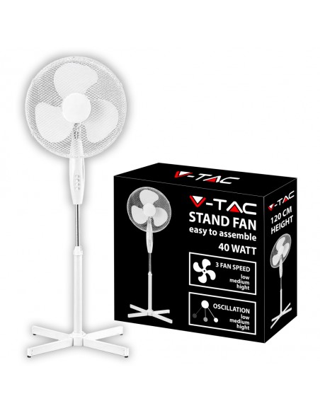 7922-Ventilatore con Base a Croce  Altezza Regolabile Max cm  Pale a  Velocità Rotante Colore Bianco-1