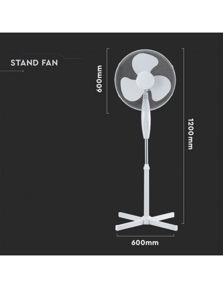 7922-Ventilatore con Base a Croce  Altezza Regolabile Max cm  Pale a  Velocità Rotante Colore Bianco-2