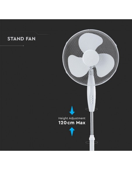 7922-Ventilatore con Base a Croce  Altezza Regolabile Max cm  Pale a  Velocità Rotante Colore Bianco-6