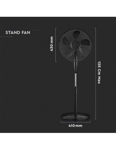 7923-Ventilatore con Base Rotonda  Altezza Regolabile Max cm  Pale a  Velocità Rotante Colore Nero-2