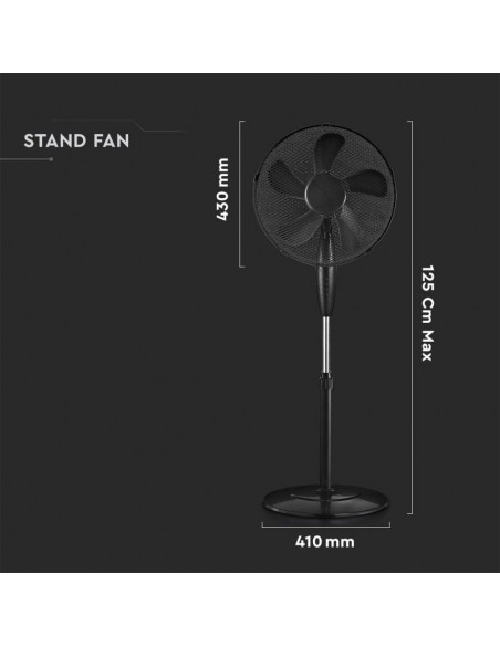 7923-Ventilatore con Base Rotonda  Altezza Regolabile Max cm  Pale a  Velocità Rotante Colore Nero-2