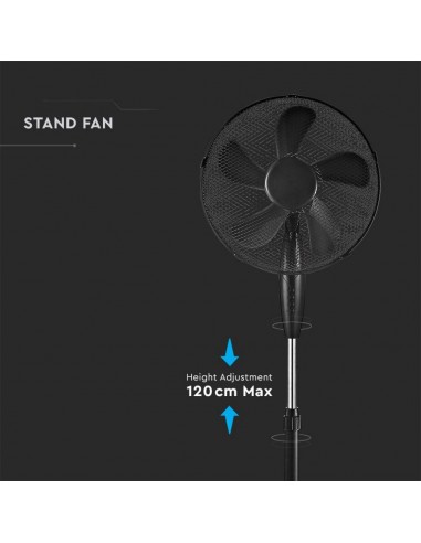7923-Ventilatore con Base Rotonda  Altezza Regolabile Max cm  Pale a  Velocità Rotante Colore Nero-5