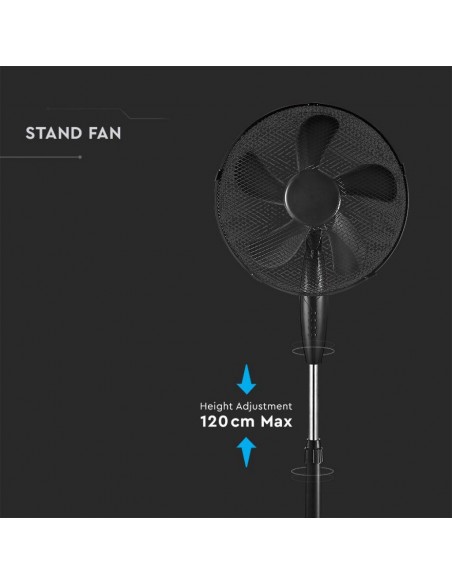 7923-Ventilatore con Base Rotonda  Altezza Regolabile Max cm  Pale a  Velocità Rotante Colore Nero-5