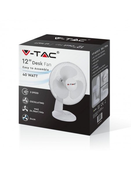 7924-Ventilatore da Scrivania   Pale a  Velocità Rotante Colore Bianco mm-2