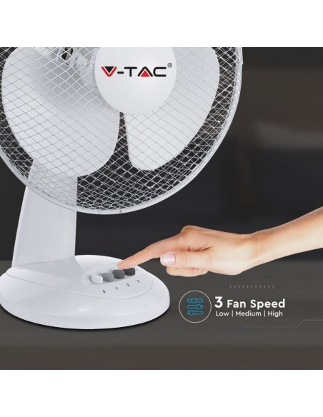 7924-Ventilatore da Scrivania   Pale a  Velocità Rotante Colore Bianco mm-6