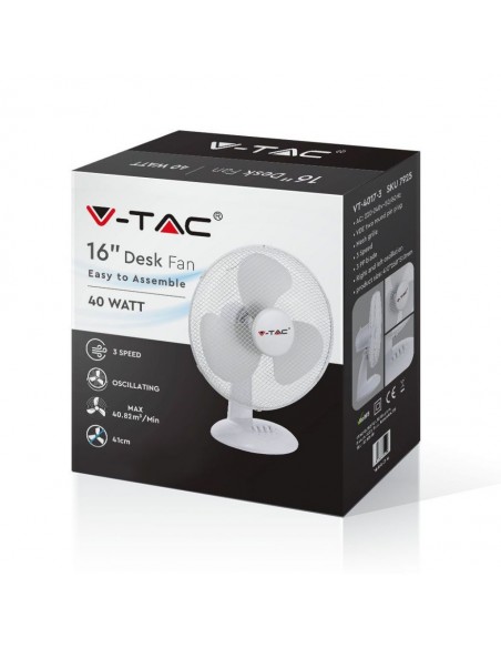 7925-Ventilatore da Scrivania   Pale a  Velocità Rotante Colore Bianco mm-2