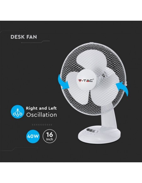7925-Ventilatore da Scrivania   Pale a  Velocità Rotante Colore Bianco mm-3