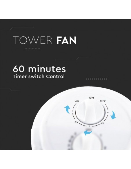 7926-Ventilatore a Torre  con  Velocità Rotante e Funzione Timer Colore Bianco -4