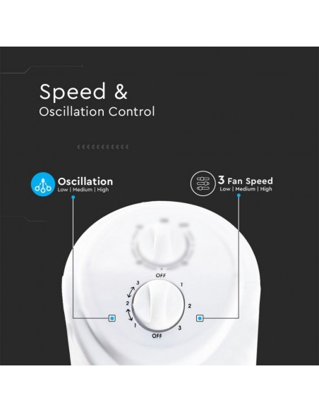 7926-Ventilatore a Torre  con  Velocità Rotante e Funzione Timer Colore Bianco -5