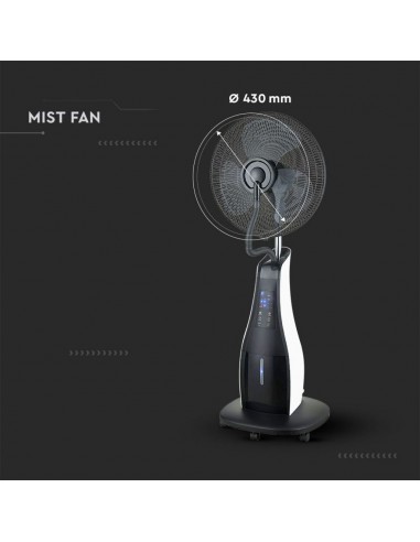 7936-Ventilatore Nebulizzatore LED  con  Pale da " Base Rotonda e Telecomando Capacità L-3