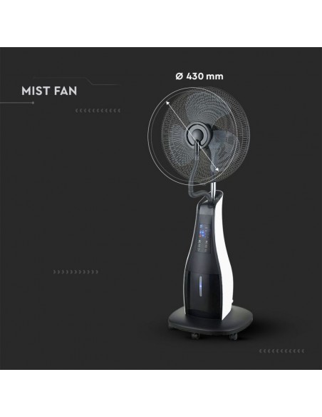 7936-Ventilatore Nebulizzatore LED  con  Pale da " Base Rotonda e Telecomando Capacità L-3