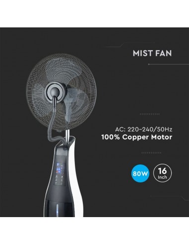 7936-Ventilatore Nebulizzatore LED  con  Pale da " Base Rotonda e Telecomando Capacità L-7