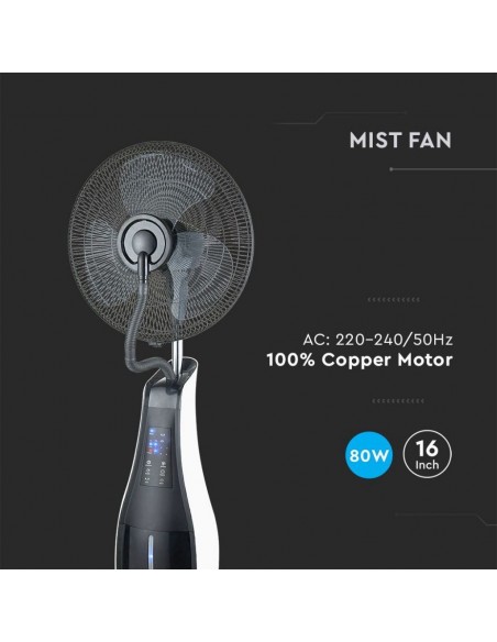 7936-Ventilatore Nebulizzatore LED  con  Pale da " Base Rotonda e Telecomando Capacità L-7