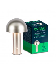 7937-Lampada LED da Tavolo  con Batteria mAh Ricaricabile USB C Colore Champagne Oro in Metallo Touch Dimmerabile in-1